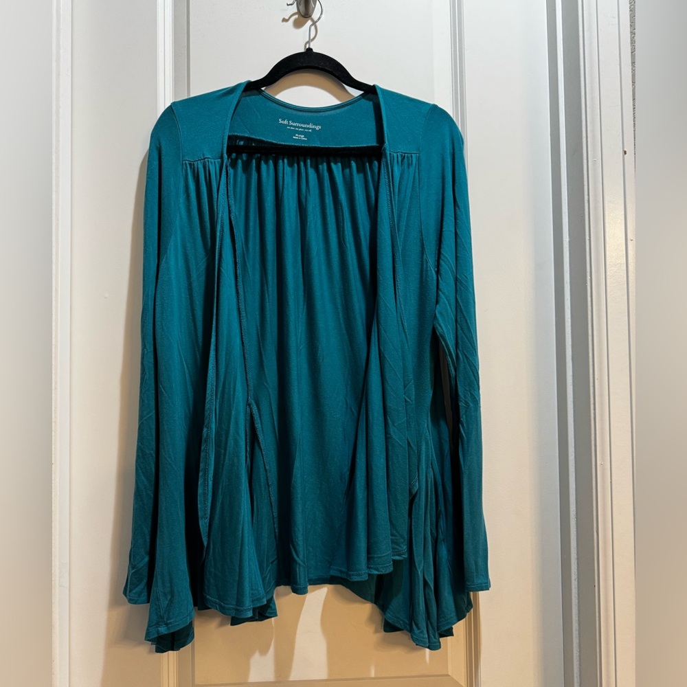 Soft Surroundings Green Open Front Drape Asymmetr… - image 1